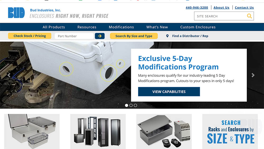 electronics enclosures website by Bud